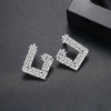 Women's Large Geometric Square Earrings With Full Zircon Embellishment Electroplated Copper Statement Jewelry For Banquets