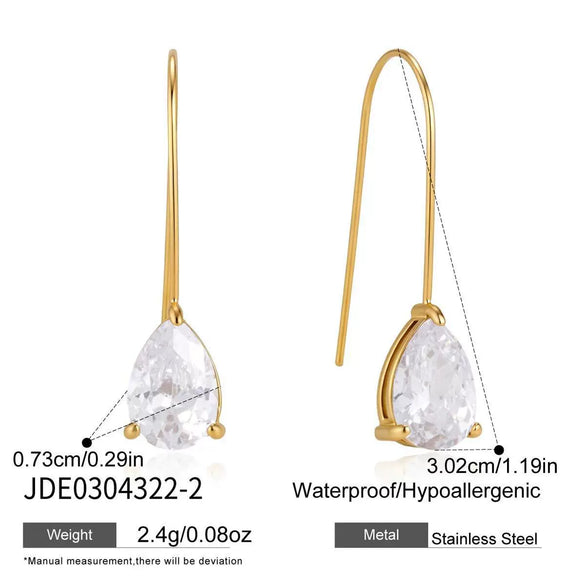 Women's Large Geometric Zircon Stainless Steel Stud Earrings With Plated Finish And Sophisticated Sparkling Style