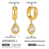Women's Large Geometric Zircon Stainless Steel Stud Earrings With Plated Finish And Sophisticated Sparkling Style
