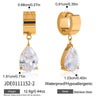 Women's Large Geometric Zircon Stainless Steel Stud Earrings With Plated Finish And Sophisticated Sparkling Style