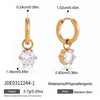 Women's Large Geometric Zircon Stainless Steel Stud Earrings With Plated Finish And Sophisticated Sparkling Style