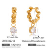 Women's Large Geometric Zircon Stainless Steel Stud Earrings With Plated Finish And Sophisticated Sparkling Style