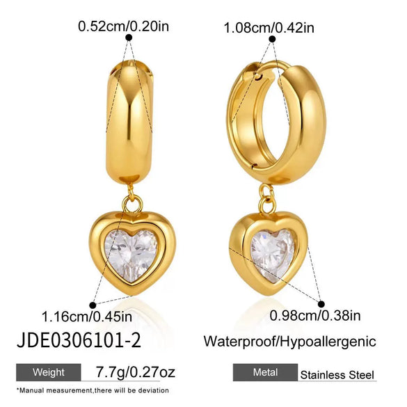 Women's Large Geometric Zircon Stainless Steel Stud Earrings With Plated Finish And Sophisticated Sparkling Style