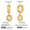 Women's Large Geometric Zircon Stainless Steel Stud Earrings With Plated Finish And Sophisticated Sparkling Style
