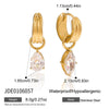 Women's Large Geometric Zircon Stainless Steel Stud Earrings With Plated Finish And Sophisticated Sparkling Style