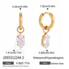 Women's Large Geometric Zircon Stainless Steel Stud Earrings With Plated Finish And Sophisticated Sparkling Style