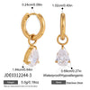 Women's Large Geometric Zircon Stainless Steel Stud Earrings With Plated Finish And Sophisticated Sparkling Style