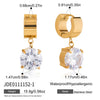 Women's Large Geometric Zircon Stainless Steel Stud Earrings With Plated Finish And Sophisticated Sparkling Style