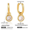 Women's Large Geometric Zircon Stainless Steel Stud Earrings With Plated Finish And Sophisticated Sparkling Style
