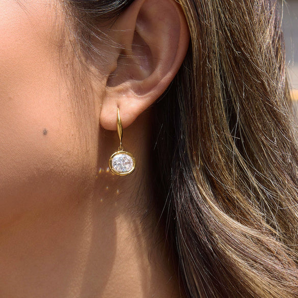 Women's Large Geometric Zircon Stainless Steel Stud Earrings With Plated Finish And Sophisticated Sparkling Style
