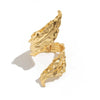 Women’s Large Leaf Open Cuff Bracelet In Electroplated Zinc Alloy With Spiral Wrap Design And Minimalist Statement Style