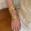 Women’s Large Leaf Open Cuff Bracelet In Electroplated Zinc Alloy With Spiral Wrap Design And Minimalist Statement Style
