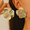 Women's Large Retro Flower Earrings Exaggerated Electroplated Iron Design Bold Cool Style Statement Jewelry