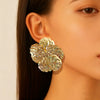 Women's Large Retro Flower Earrings Exaggerated Electroplated Iron Design Bold Cool Style Statement Jewelry