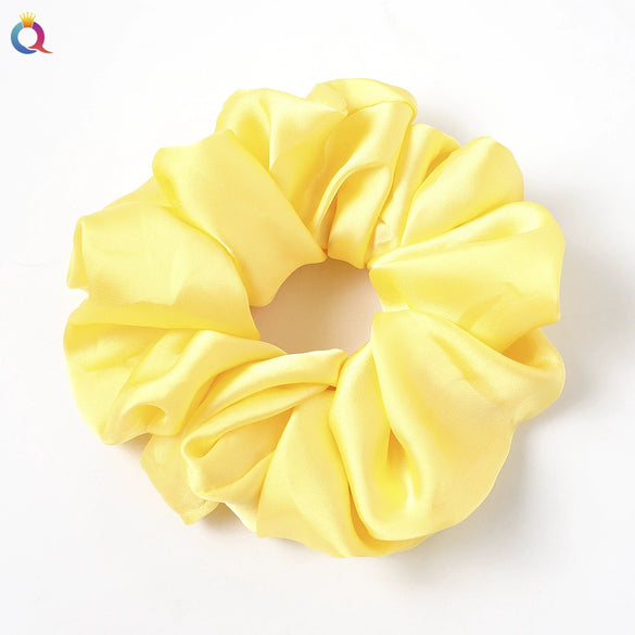 Women's Large Solid Color Satin Rabbit Ear Hair Scrunchie Handmade Cloth Hair Tie Fashion Hair Accessory