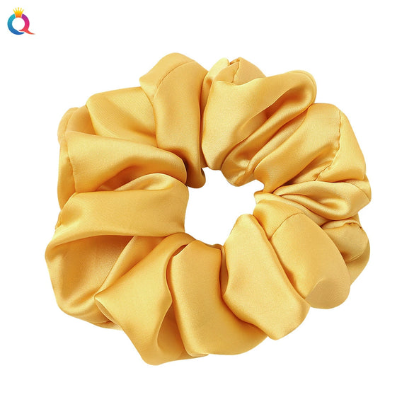 Women's Large Solid Color Satin Rabbit Ear Hair Scrunchie Handmade Cloth Hair Tie Fashion Hair Accessory