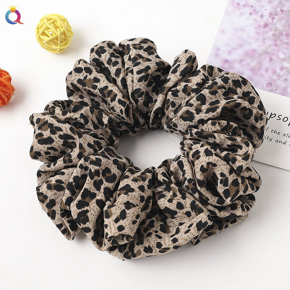 Women's Large Solid Color Satin Rabbit Ear Hair Scrunchie Handmade Cloth Hair Tie Fashion Hair Accessory