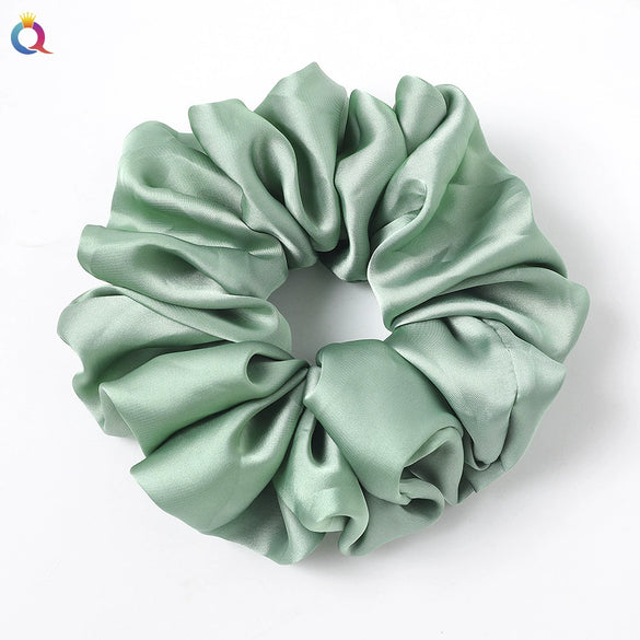 Women's Large Solid Color Satin Rabbit Ear Hair Scrunchie Handmade Cloth Hair Tie Fashion Hair Accessory