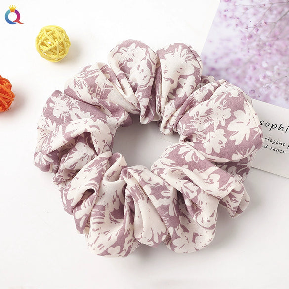 Women's Large Solid Color Satin Rabbit Ear Hair Scrunchie Handmade Cloth Hair Tie Fashion Hair Accessory