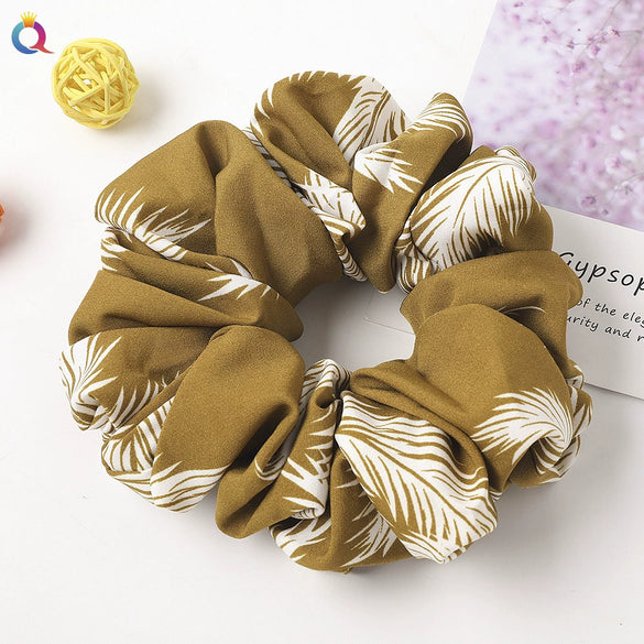 Women's Large Solid Color Satin Rabbit Ear Hair Scrunchie Handmade Cloth Hair Tie Fashion Hair Accessory