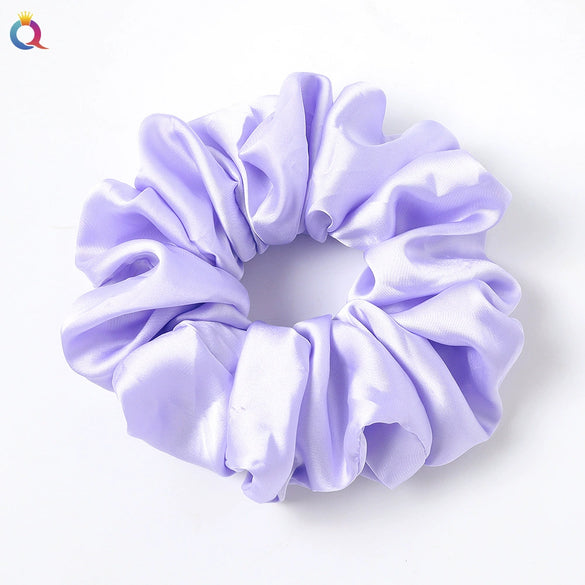 Women's Large Solid Color Satin Rabbit Ear Hair Scrunchie Handmade Cloth Hair Tie Fashion Hair Accessory