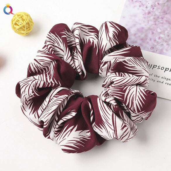 Women's Large Solid Color Satin Rabbit Ear Hair Scrunchie Handmade Cloth Hair Tie Fashion Hair Accessory
