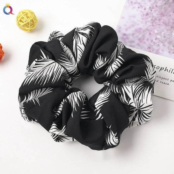 Women's Large Solid Color Satin Rabbit Ear Hair Scrunchie Handmade Cloth Hair Tie Fashion Hair Accessory