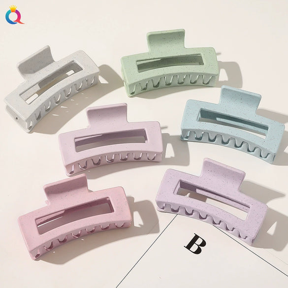 Women's Large Square Cutout Hair Claw Clip Handmade Natural Ponytail Holder Shark Clip For Everyday Styling