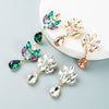 Women's Layered Alloy Flower Earrings With Pearl And Sparkling Glass Crystal Accents