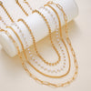 Women's Layered Bead Chain Necklace With Geometric Design And Electroplated Iron Fashion Jewelry
