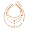 Women's Layered Heart Padlock Necklace Set With Detachable Horse Whip Chain And Glossy Electroplated Alloy Design