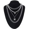 Women's Layered Heart Padlock Necklace Set With Detachable Horse Whip Chain And Glossy Electroplated Alloy Design