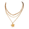 Women's Layered Imitation Pearl Necklace With Floral Alloy Pendant Electroplated Casual Chain Jewelry