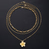Women's Layered Imitation Pearl Necklace With Floral Alloy Pendant Electroplated Casual Chain Jewelry