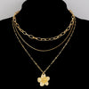 Women's Layered Imitation Pearl Necklace With Floral Alloy Pendant Electroplated Casual Chain Jewelry