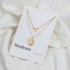 Women's Layered Opal Sunflower Necklace With Geometric Alloy Bamboo Chain And Electroplated Finish