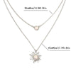 Women's Layered Opal Sunflower Necklace With Geometric Alloy Bamboo Chain And Electroplated Finish
