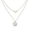 Women's Layered Opal Sunflower Necklace With Geometric Alloy Bamboo Chain And Electroplated Finish