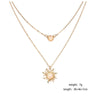 Women's Layered Opal Sunflower Necklace With Geometric Alloy Bamboo Chain And Electroplated Finish