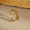 Women's Leaf Geometric Titanium Steel Open Ring 18K Gold Plated Electroplated Retro Highend Fashionable Jewelry