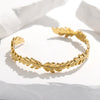 Women's Leaf Opening Creative Oil Pressure Titanium Steel Gold Plated Stainless Steel Bracelet