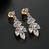 Women's Leaf Pendant Earrings With Microinlaid Zircon Accents Electroplated Copper Elegant Fashion Jewelry
