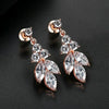 Women's Leaf Pendant Earrings With Microinlaid Zircon Accents Electroplated Copper Elegant Fashion Jewelry