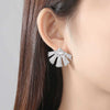 Women's Leafshaped Copper Earrings With Zircon Accents And Threetone Electroplated Finish Simple Fashion Jewelry