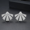 Women's Leafshaped Copper Earrings With Zircon Accents And Threetone Electroplated Finish Simple Fashion Jewelry