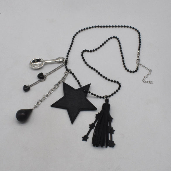 Women's Leather Alloy Drop Spoon Tassel Fashion Necklace