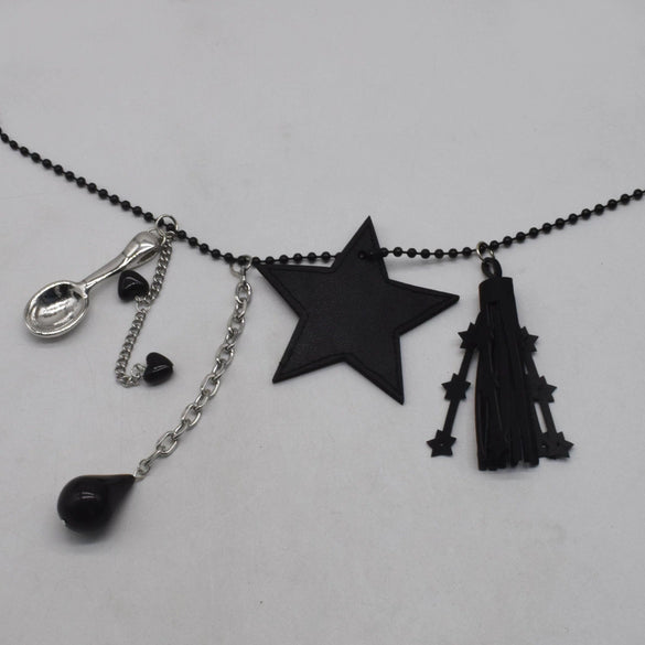Women's Leather Alloy Drop Spoon Tassel Fashion Necklace