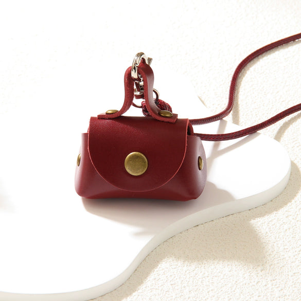Women's Leather Coin Purse Pendant Necklace Alloy Pendant Geometric Pattern Handmade