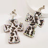 Women's Leather Leopard Cross Exaggerated Geometric Earrings