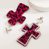Women's Leather Leopard Cross Exaggerated Geometric Earrings